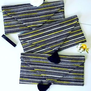 🆕 Striped black, white and yellow clutch